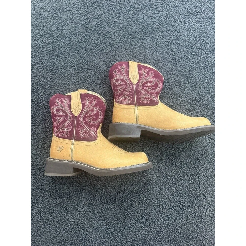 Ariat Fatbaby Heritage Women Size 7.5B Boot Burgundy Tan Cowgirl Boot 10026116